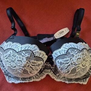 Chic Black and White Lace Bra